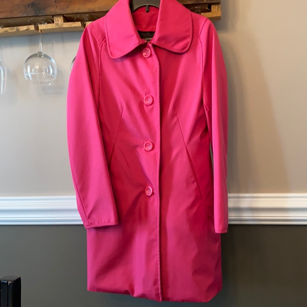 Adorable hot pink raincoat with removable lining